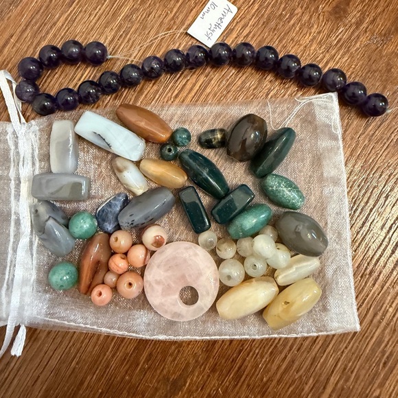 Other - Gemstone Bead Lot | Amethyst Strand + Rose Quartz Donut | Jewelry Making